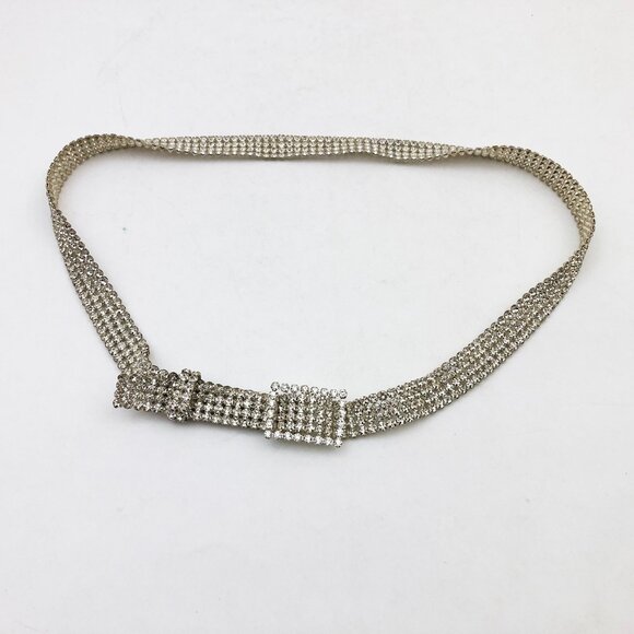 unknown Accessories - Rhinestone Mesh Belt 32 x 0.75 Inches with 1 x 1.5 Inch Buckle Vintage EUC